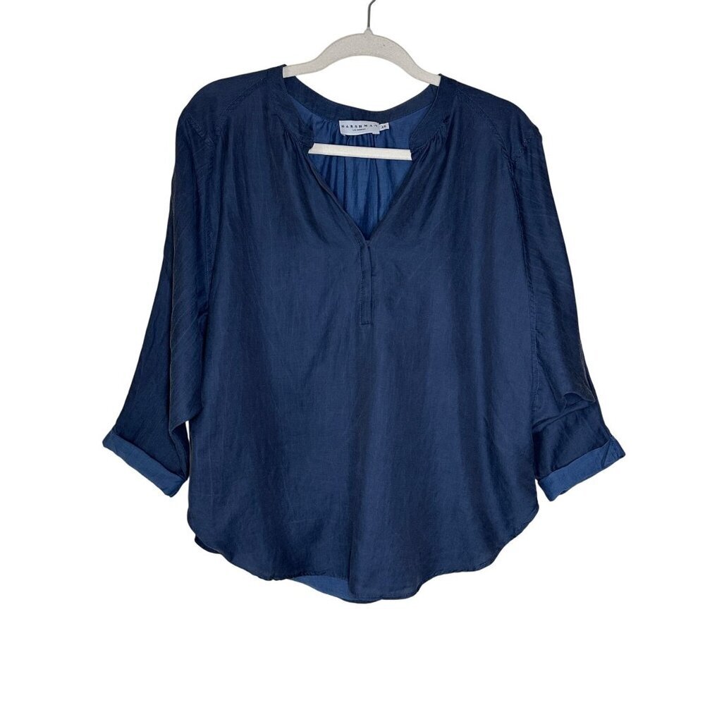 Harshman Ezra 3/4 Sleeve Popover Shirt Womens Size XS Silk Cotton Capsule Luxe